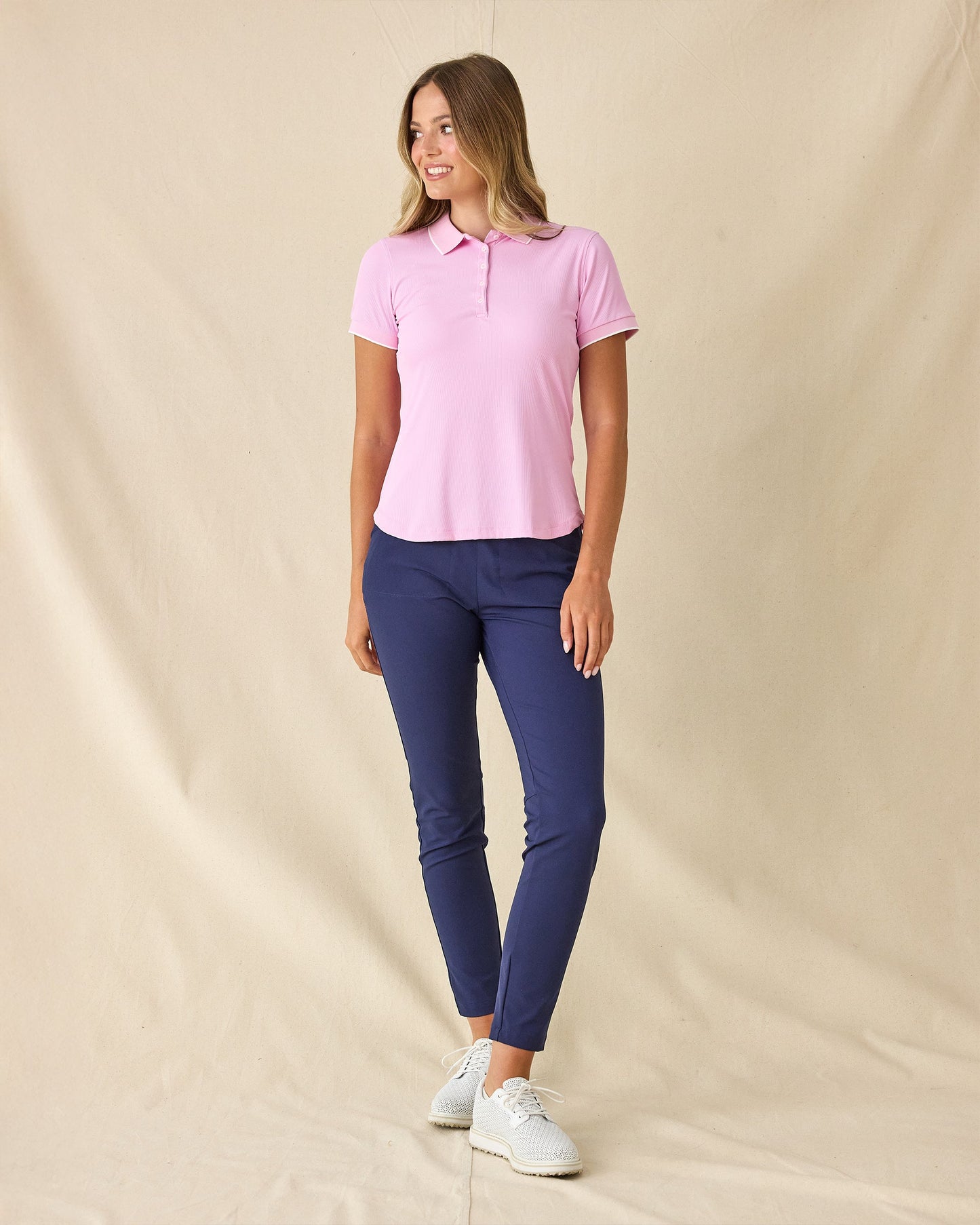 Straight Down Sindy Rib Knit Polo - Pink Floyd