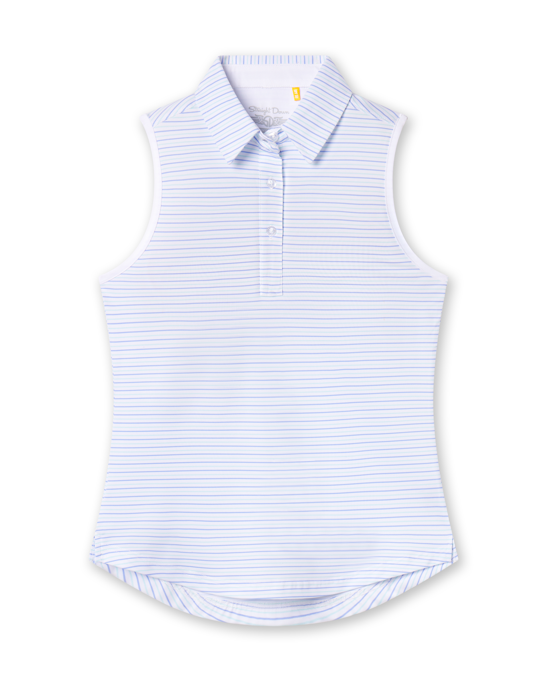 Straight Down Juno Stripe Sleeveless Polo - Glacier