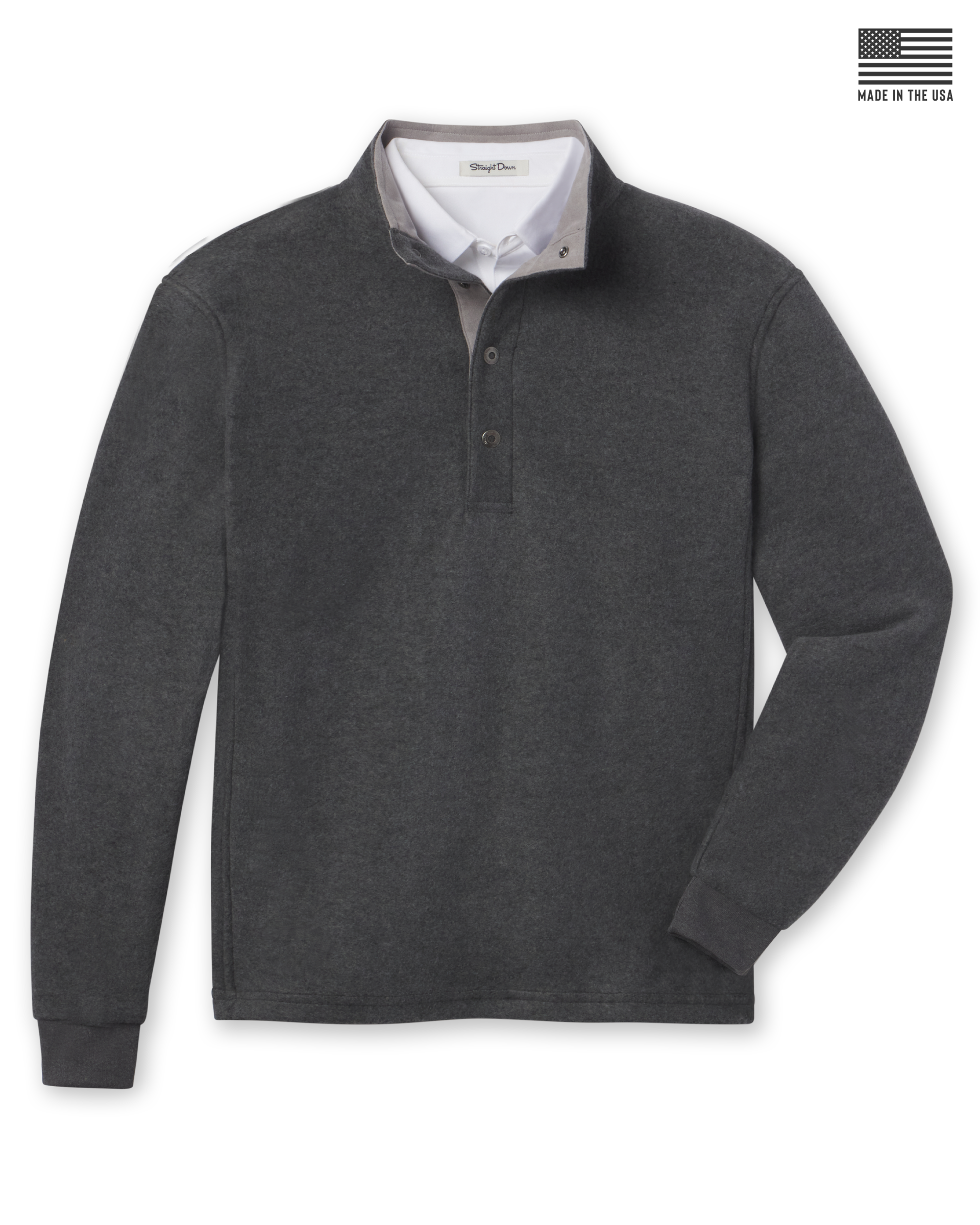 Straight Down Leucadia Quarter Snap Pullover - Charcoal