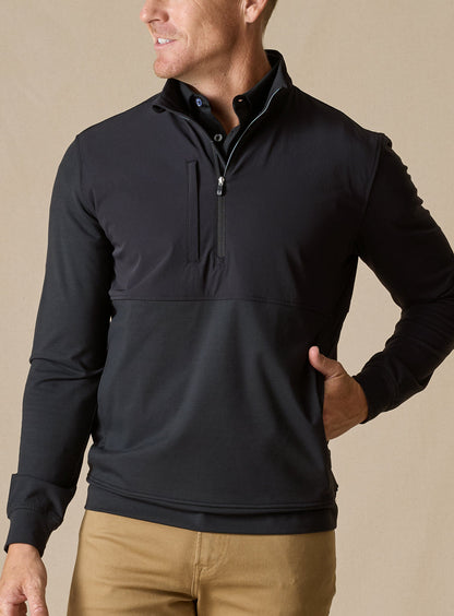 Straight Down Harding Hybrid Quarter Zip - Black