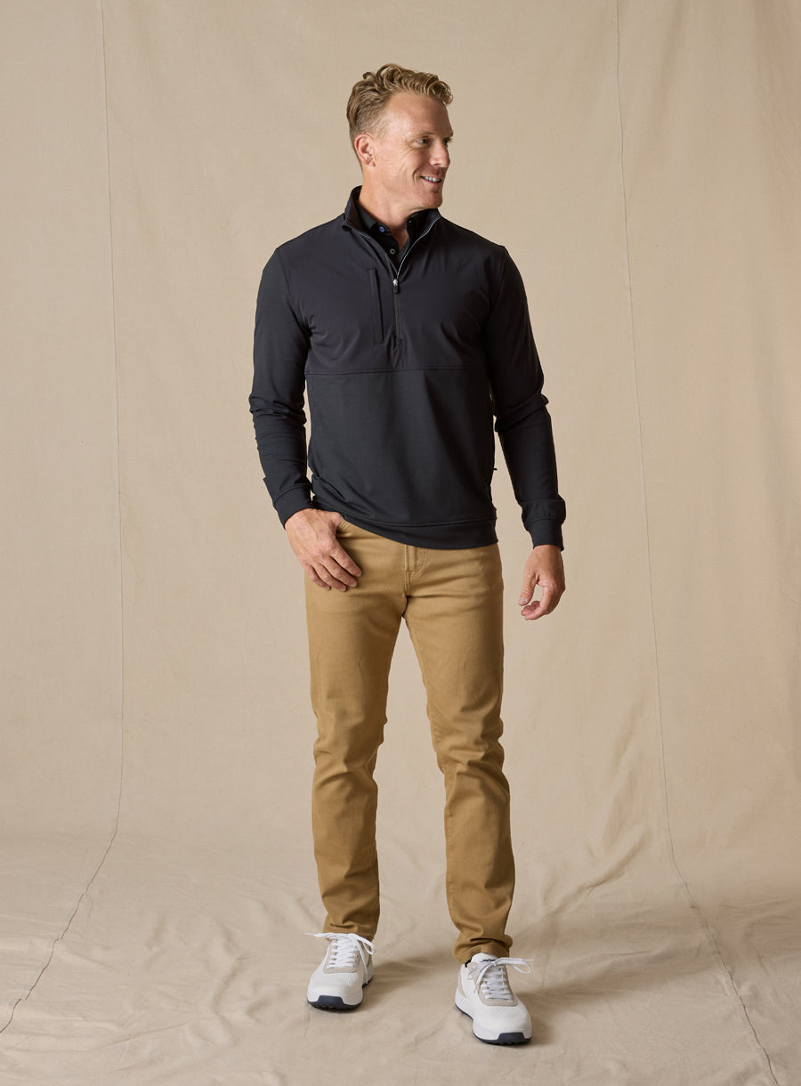 Straight Down Harding Hybrid Quarter Zip - Black
