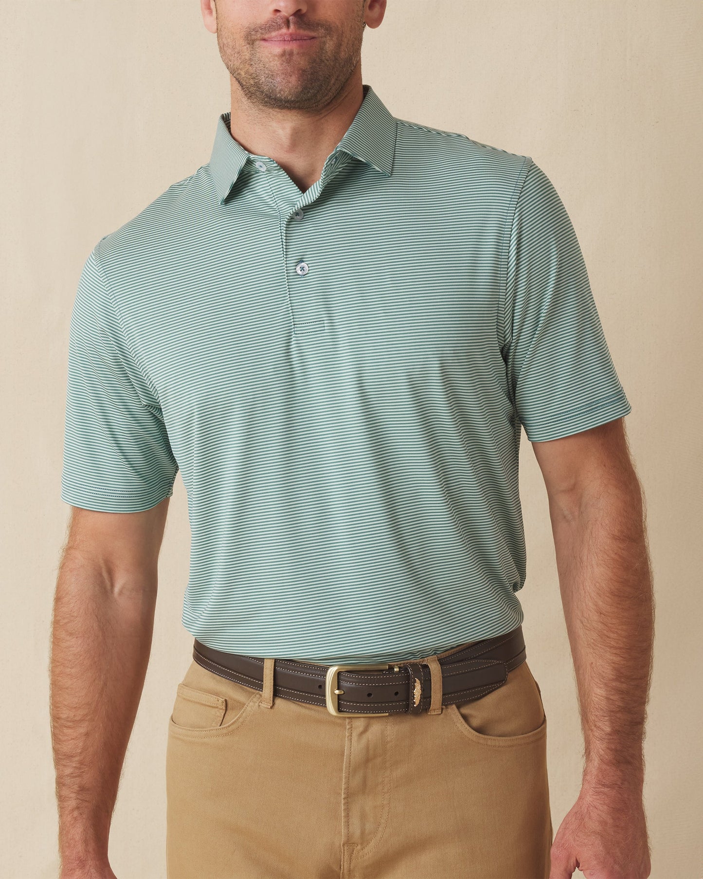 Straight Down Peninsula Stripe Polo - Celery