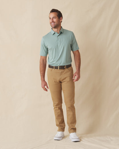 Straight Down Peninsula Stripe Polo - Celery