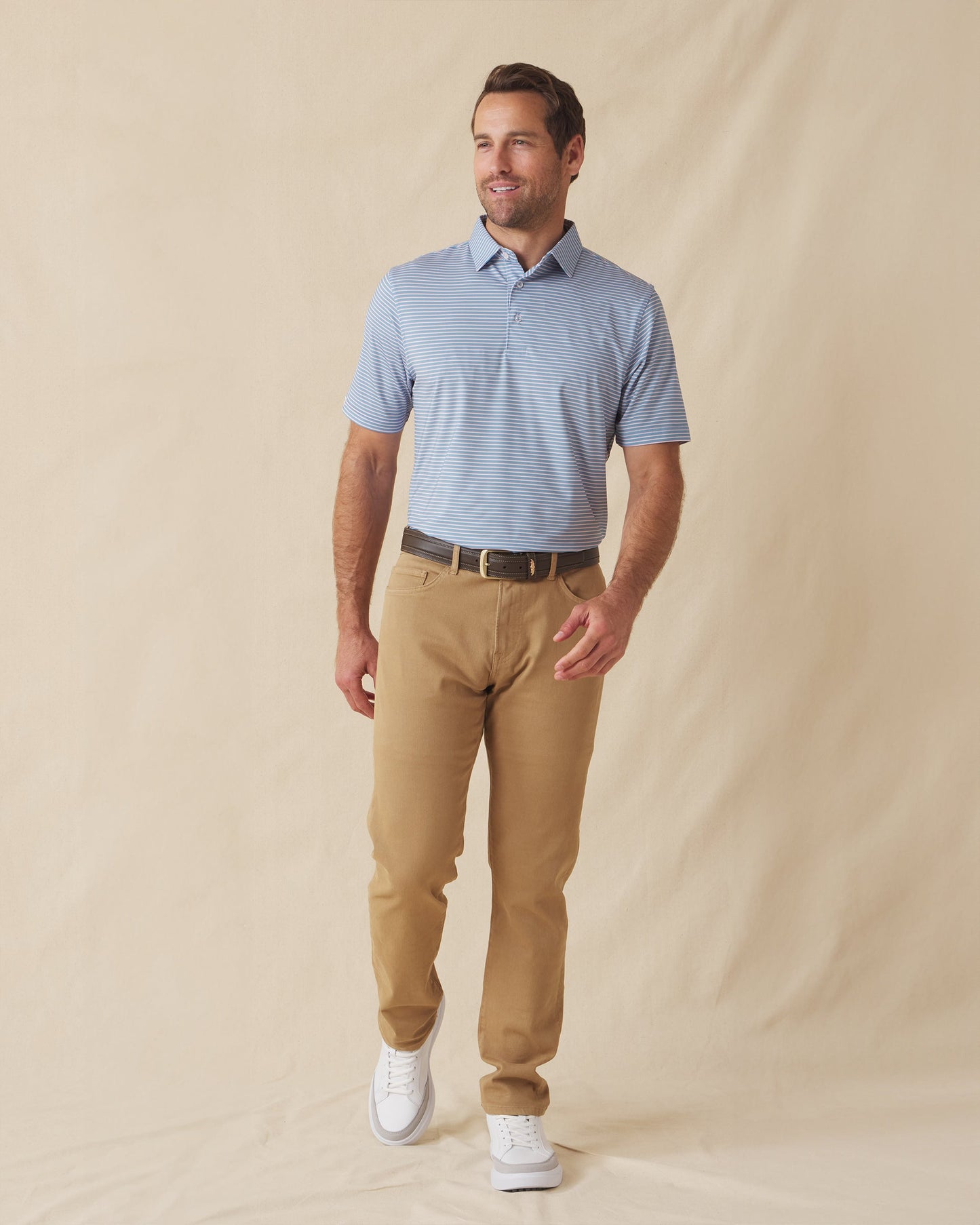 Straight Down Channel Stripe Polo - Coastal