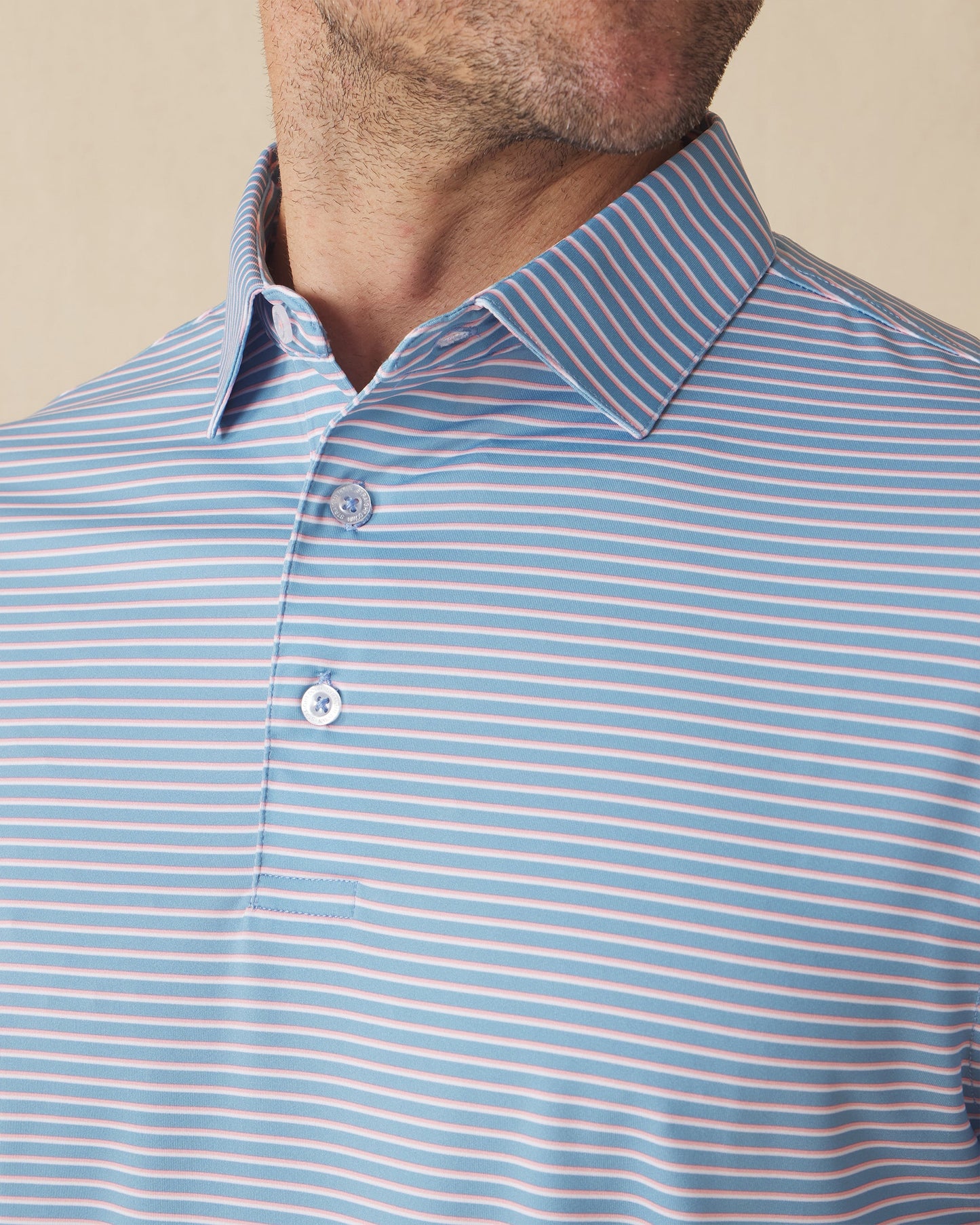 Straight Down Channel Stripe Polo - Coastal