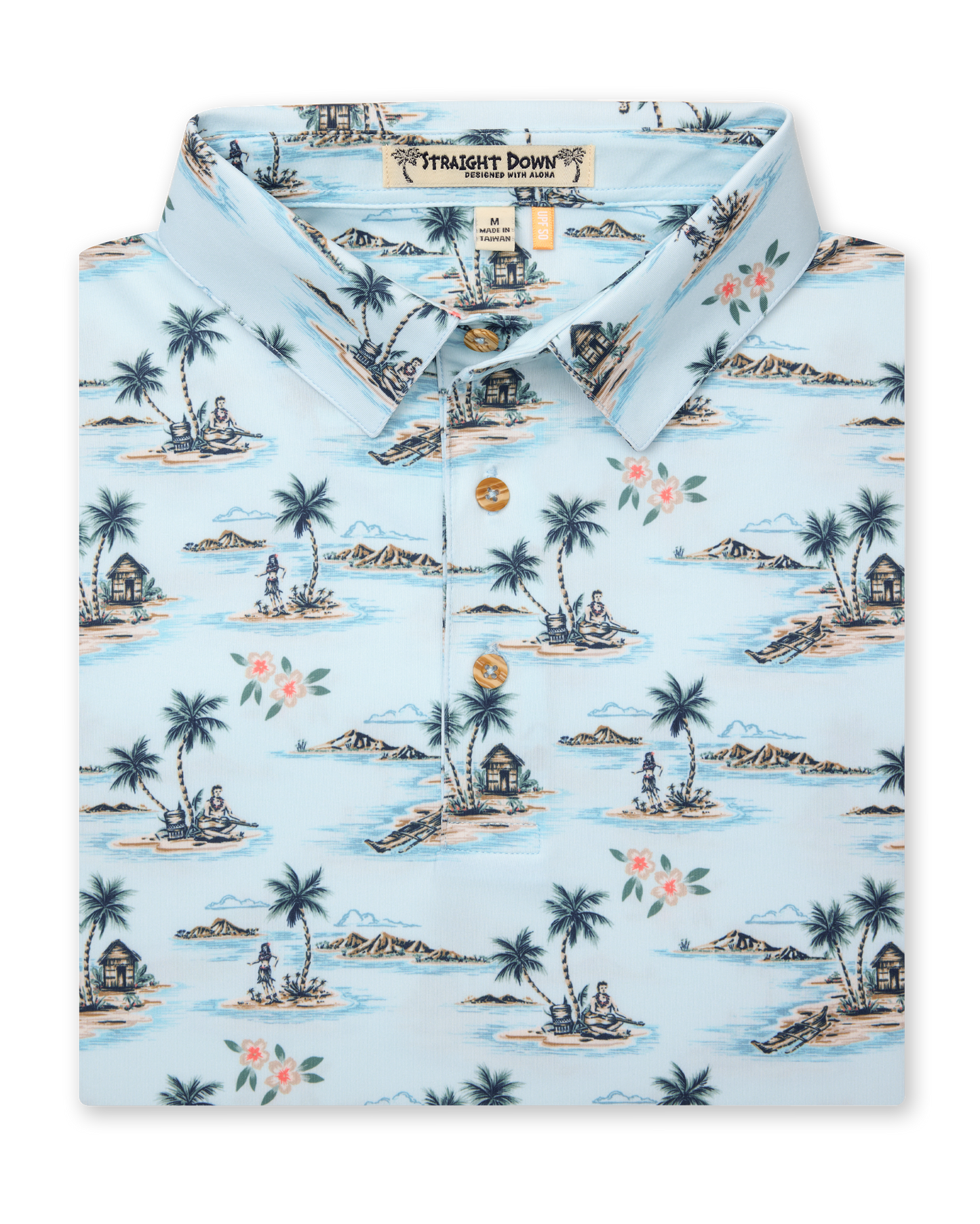 Straight Down Land Of Aloha Polo - Sea Spray