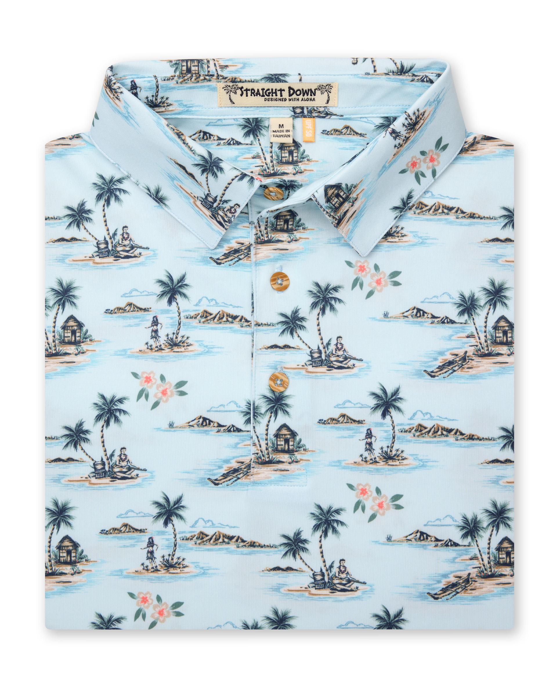 Straight Down Land Of Aloha Polo - Sea Spray