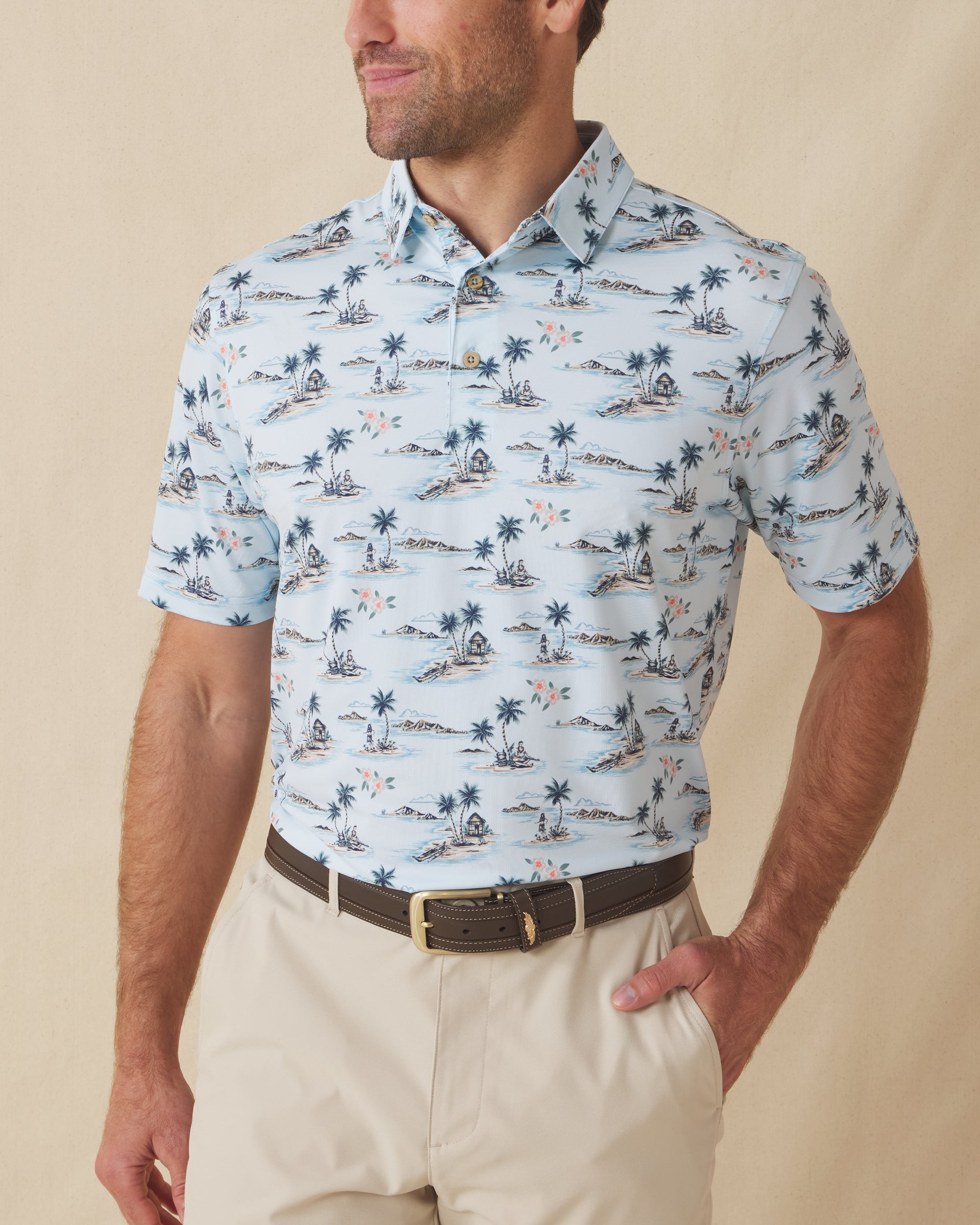 Straight Down Land Of Aloha Polo - Sea Spray