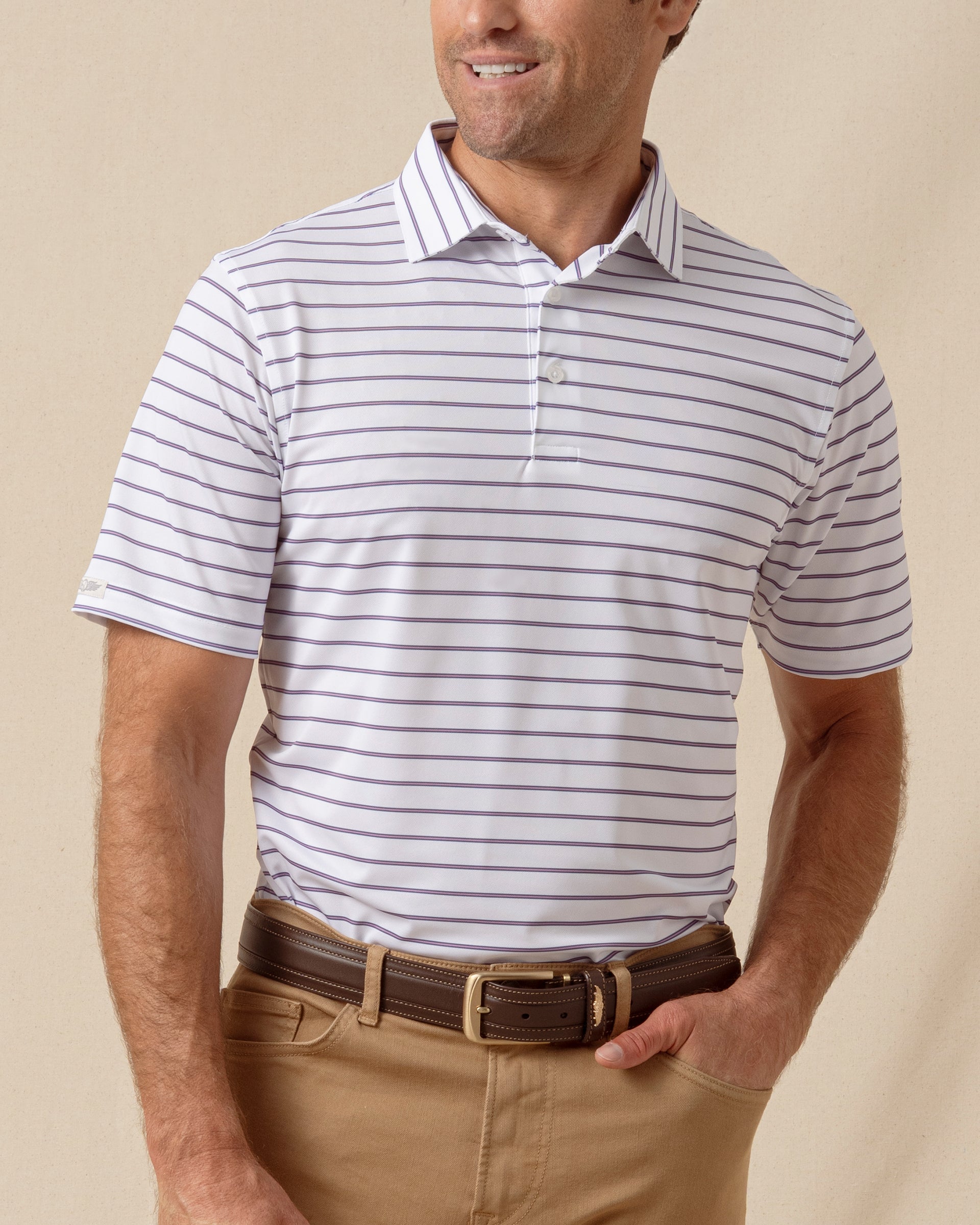 Straight Down Quintero Stripe Polo - Haze