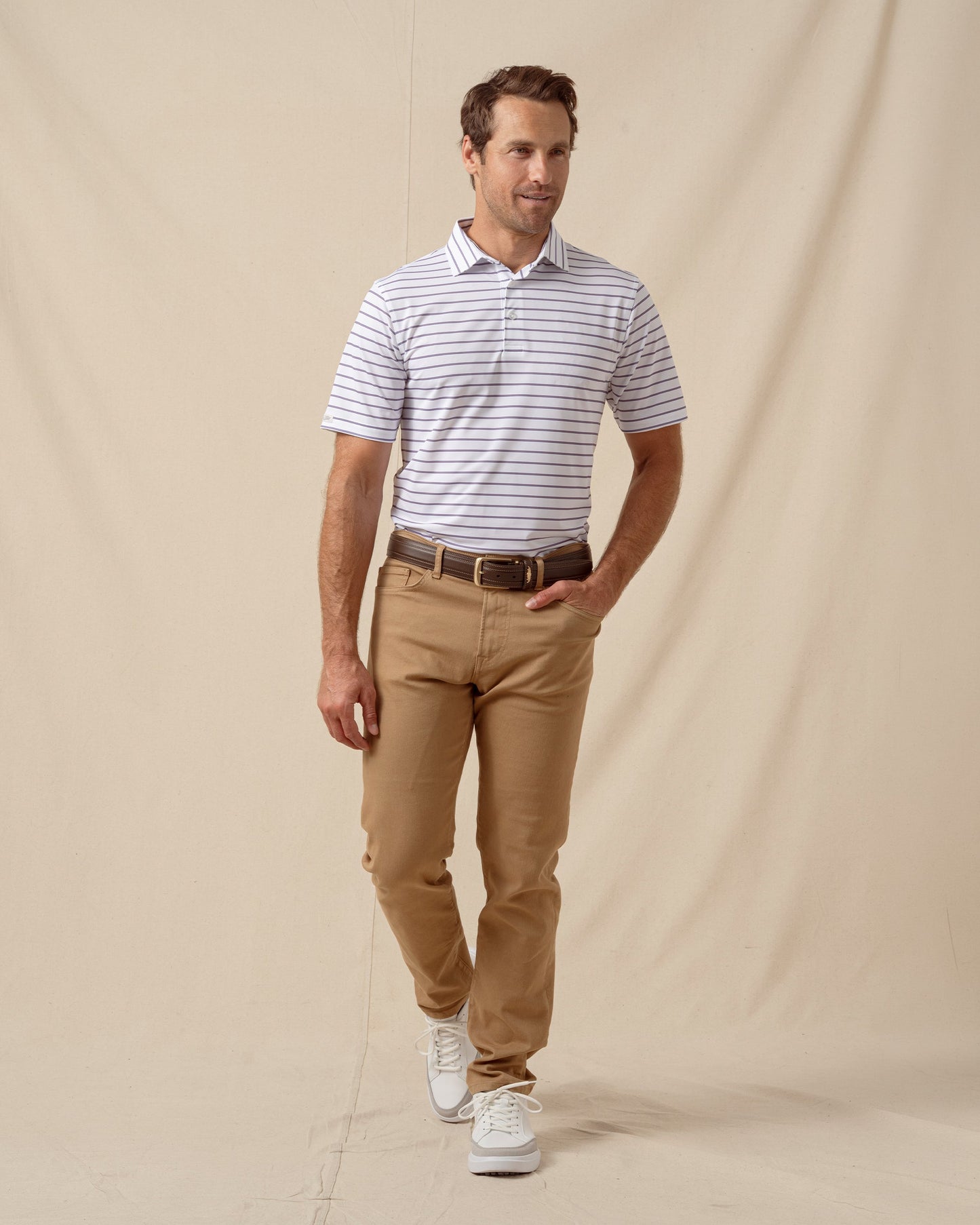 Straight Down Quintero Stripe Polo - Haze