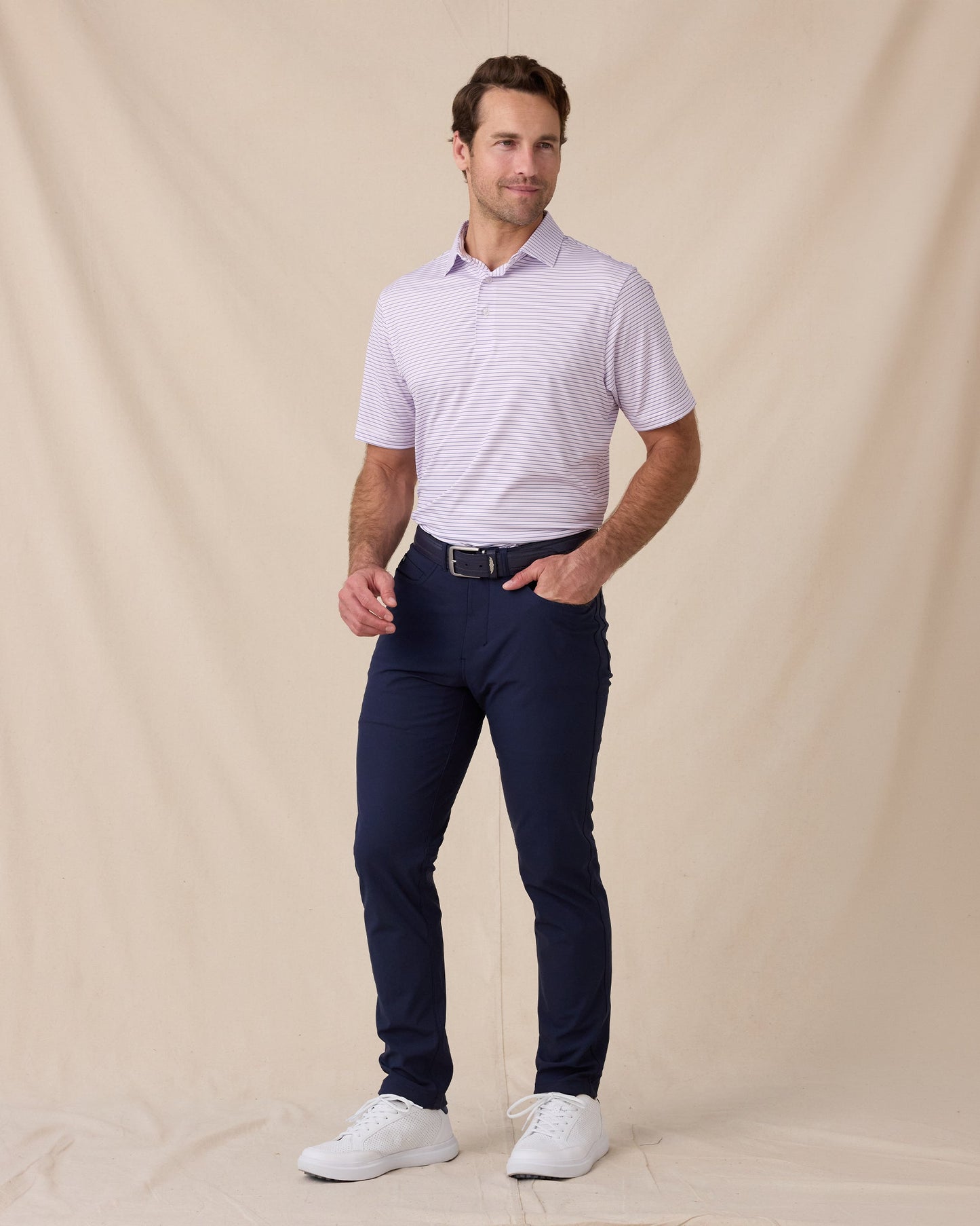 Straight Down Channel Stripe Polo - Lilac / Tidal