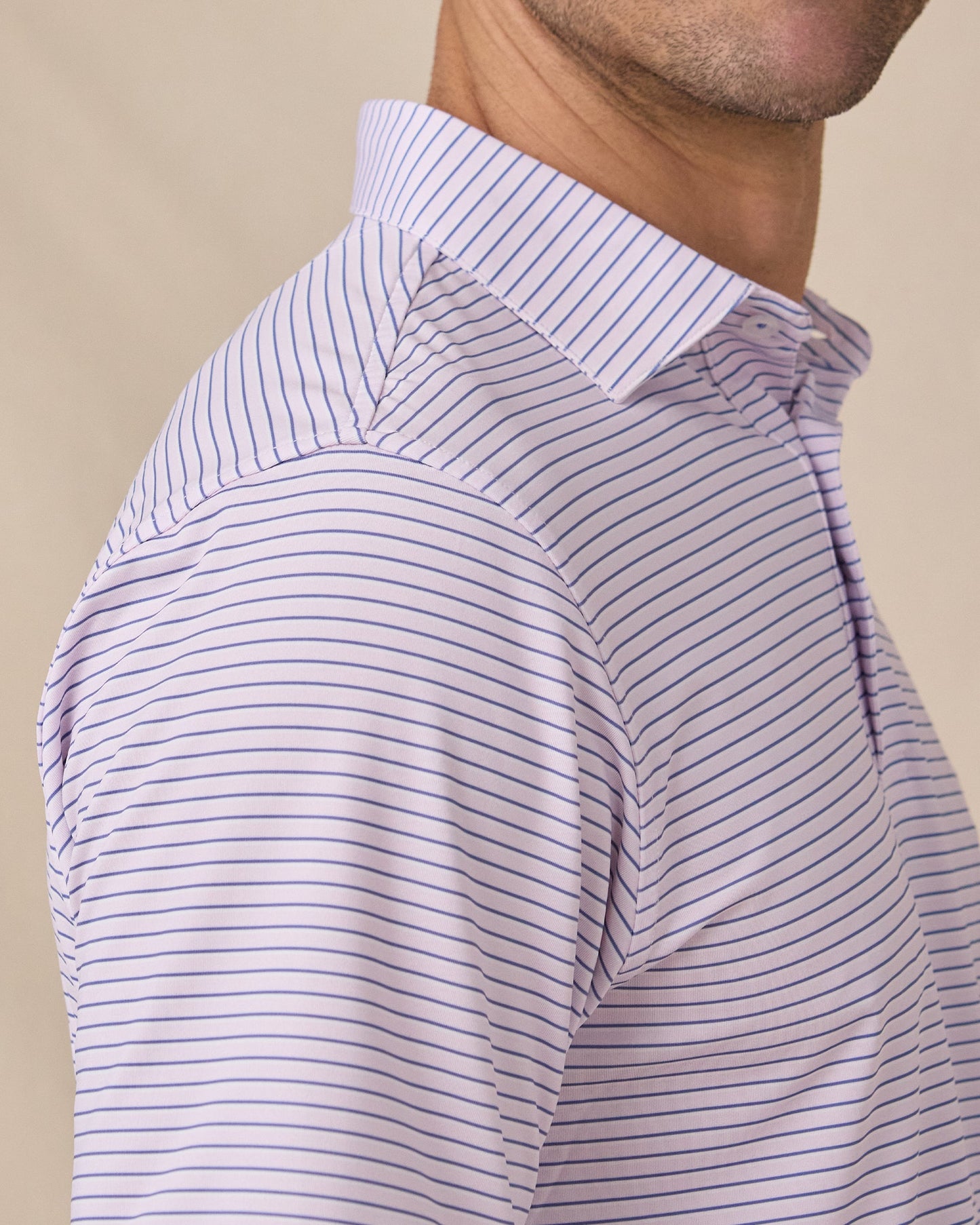 Straight Down Channel Stripe Polo - Lilac / Tidal
