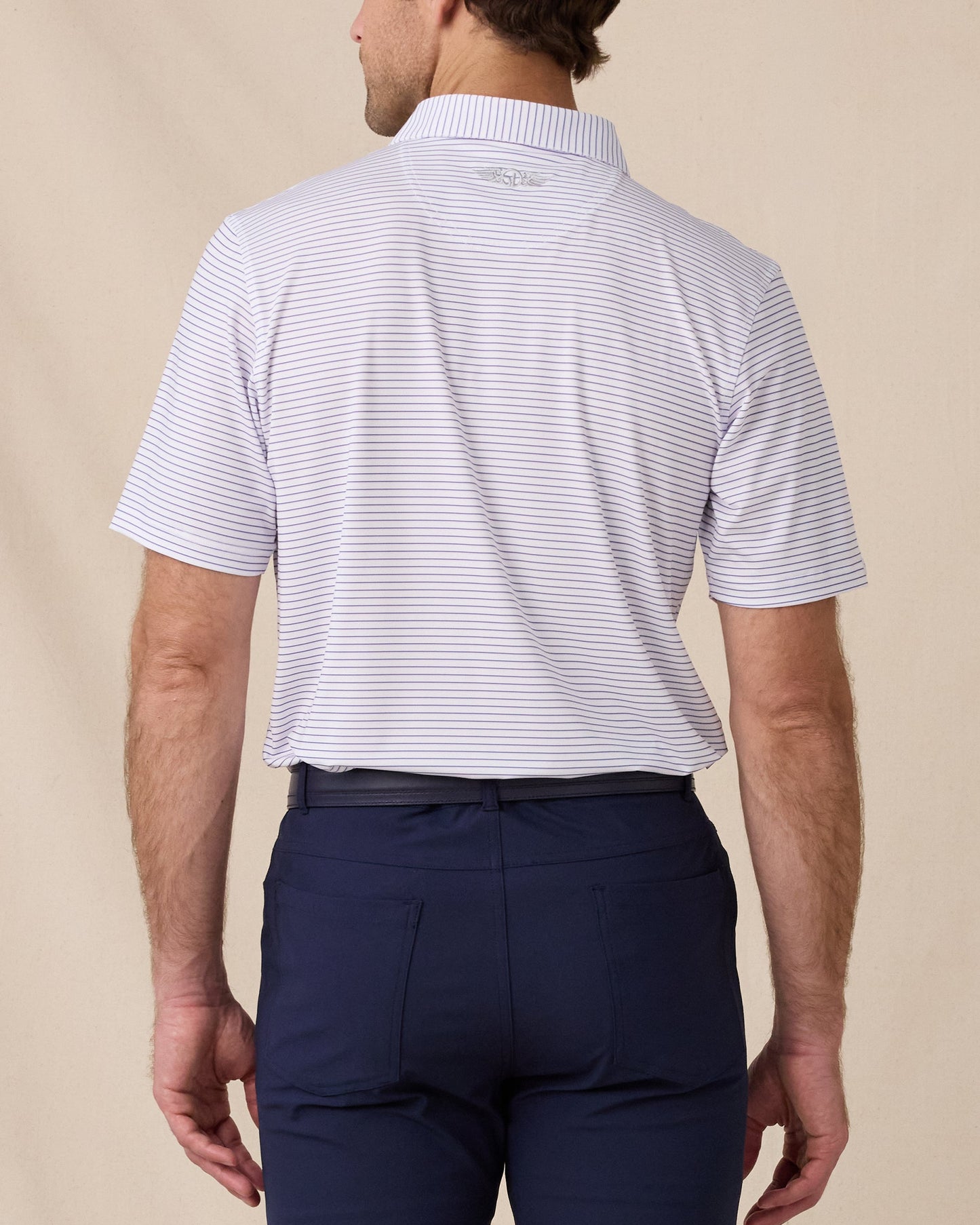 Straight Down Channel Stripe Polo - White