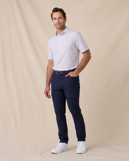 Straight Down Channel Stripe Polo - White