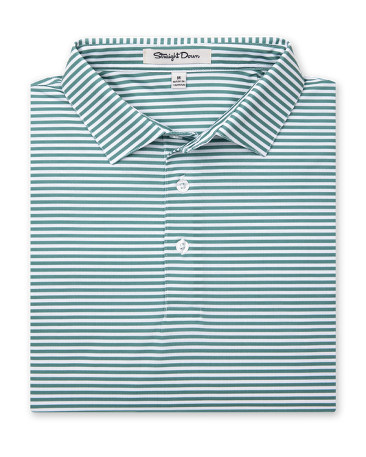 Straight Down Del Mar Stripe Polo - Sage
