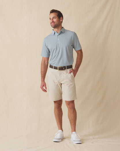 Straight Down Del Mar Stripe Polo - Sage