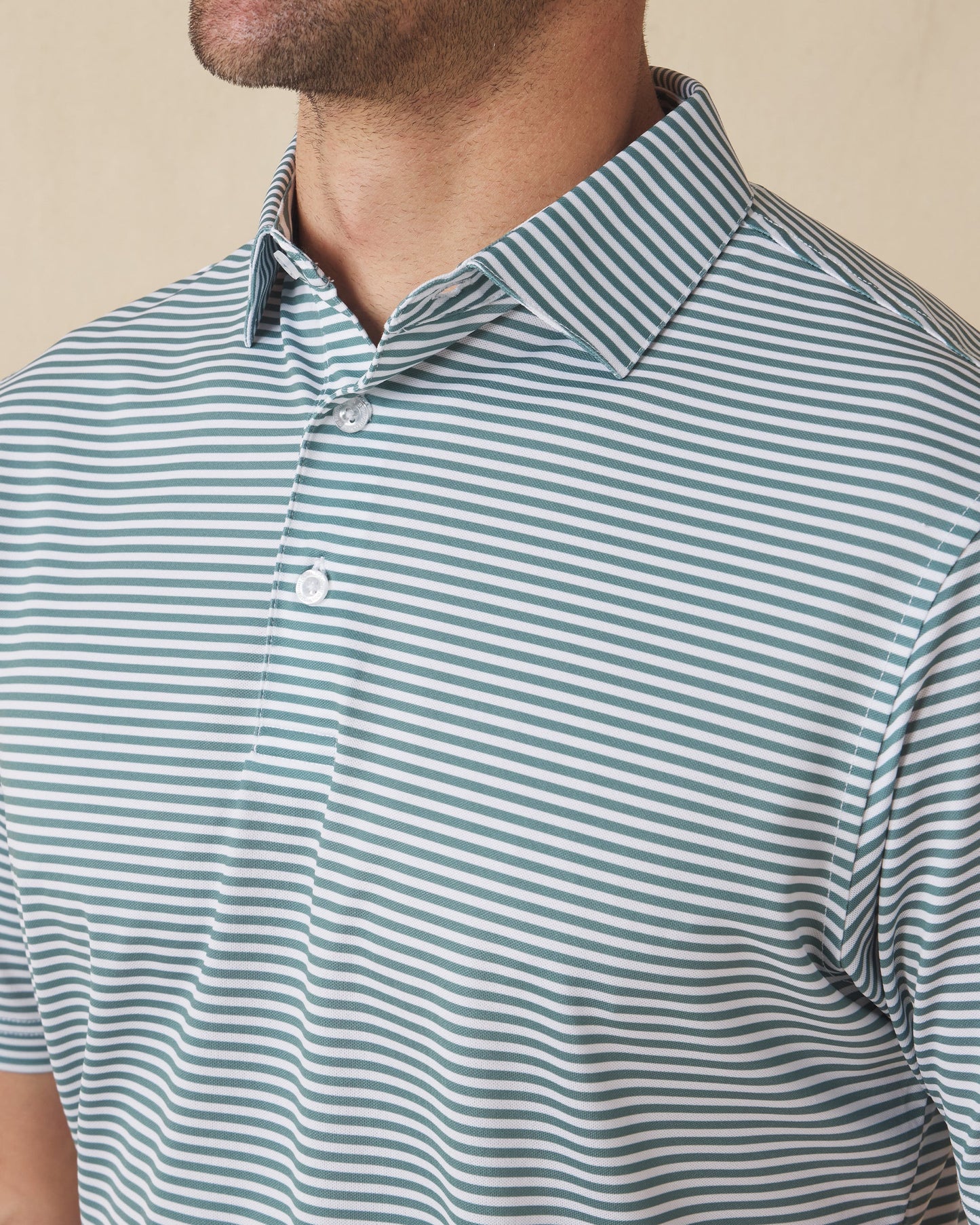 Straight Down Del Mar Stripe Polo - Sage
