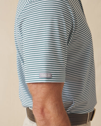 Straight Down Del Mar Stripe Polo - Sage