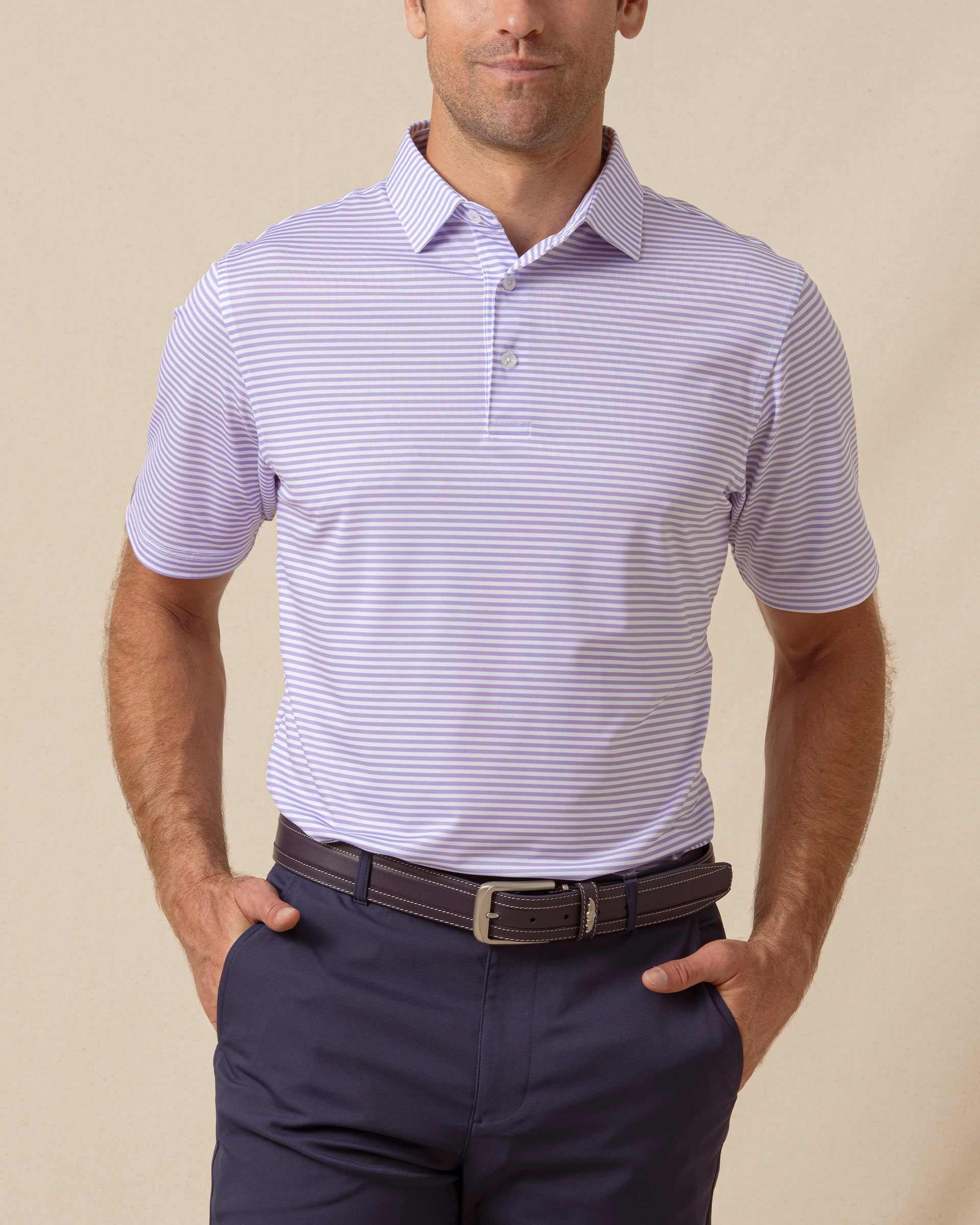 Straight Down Del Mar Stripe Polo - Violet
