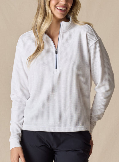 Straight Down Opal Half Zip - White