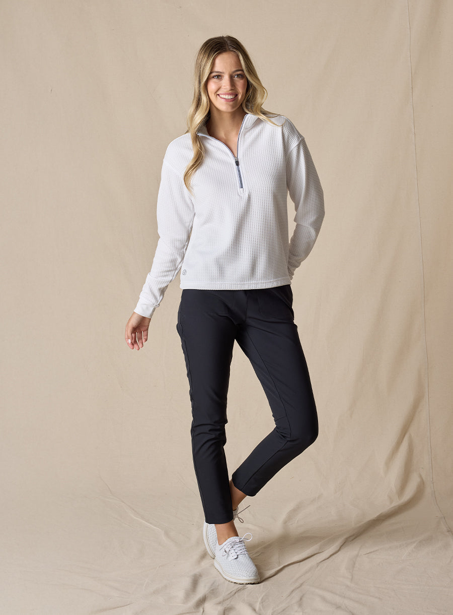 Straight Down Opal Half Zip - White