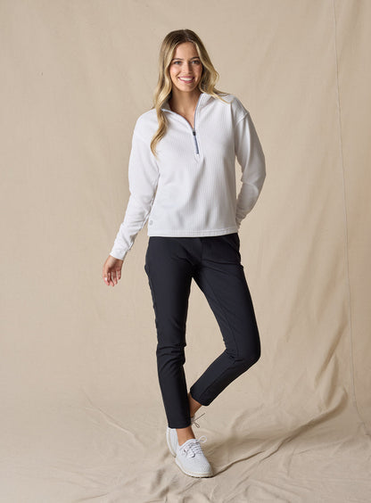Straight Down Opal Half Zip - White