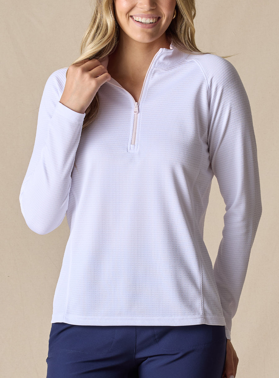 Straight Down Ellen Quarter Zip - White