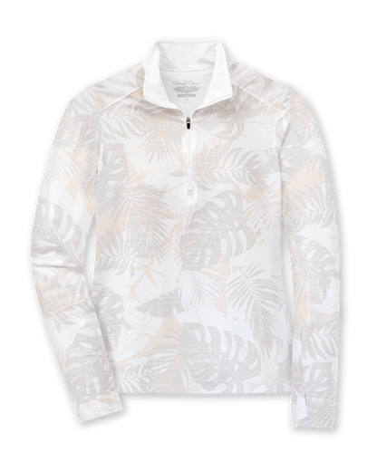 Straight Down Flora Quarter Zip - White