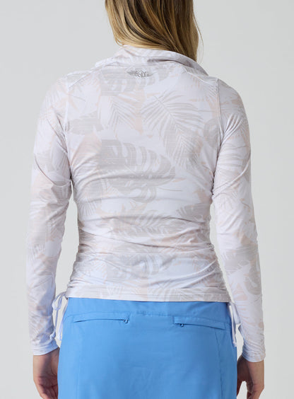 Straight Down Flora Quarter Zip - White