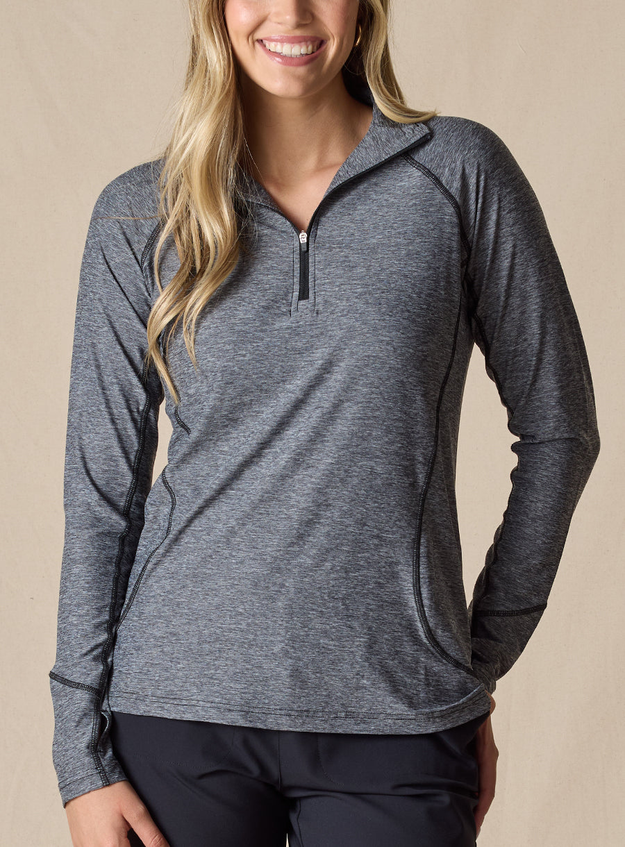 Straight Down Claire Quarter Zip - Black
