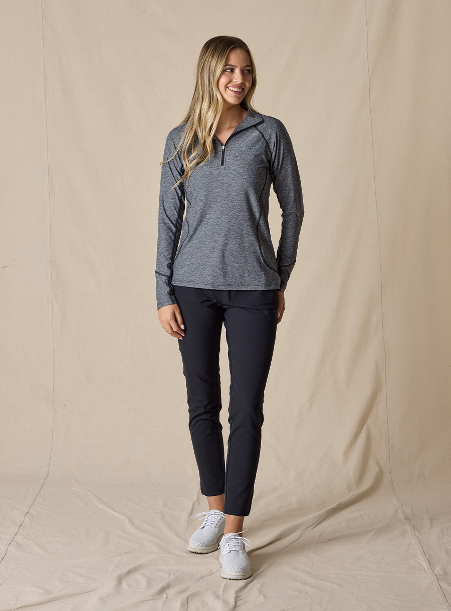 Straight Down Claire Quarter Zip - Black