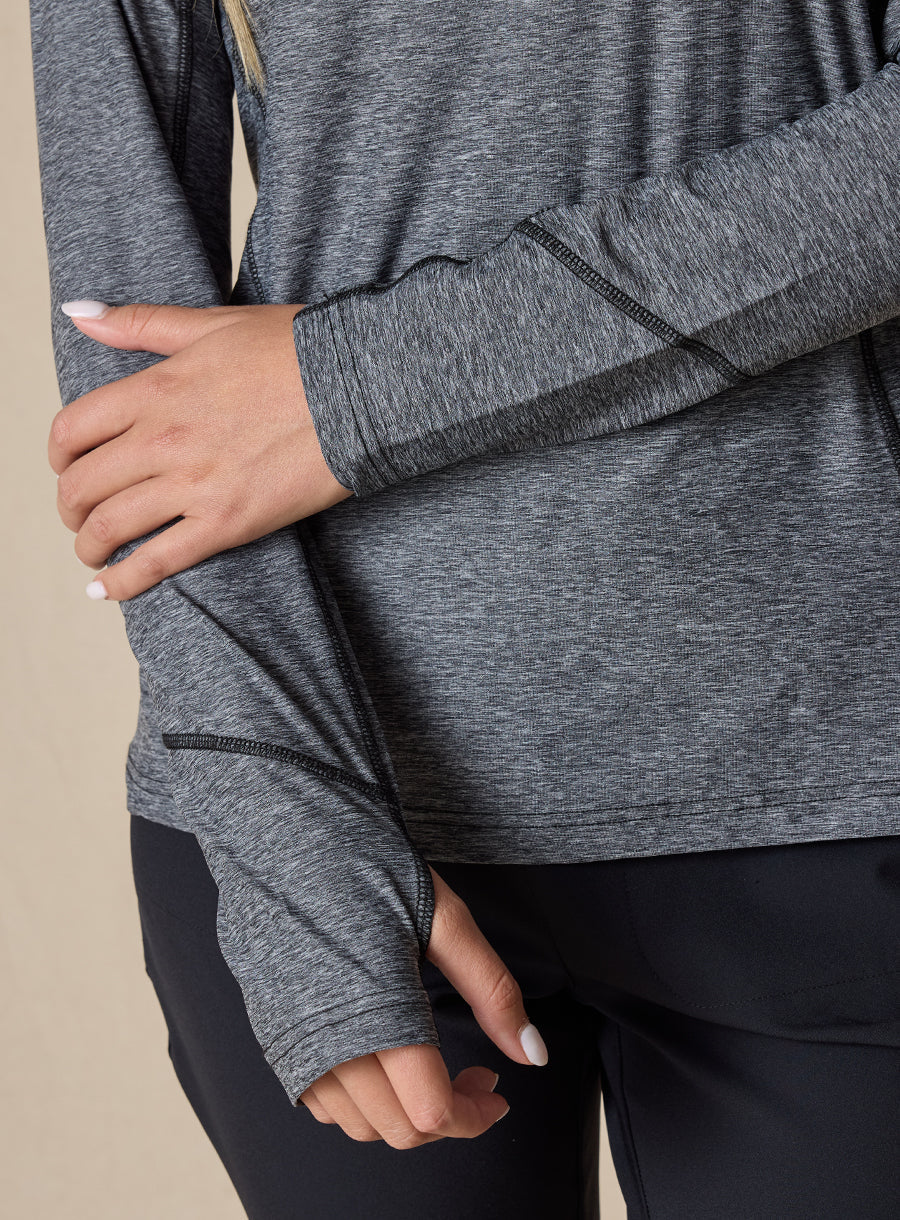 Straight Down Claire Quarter Zip - Black
