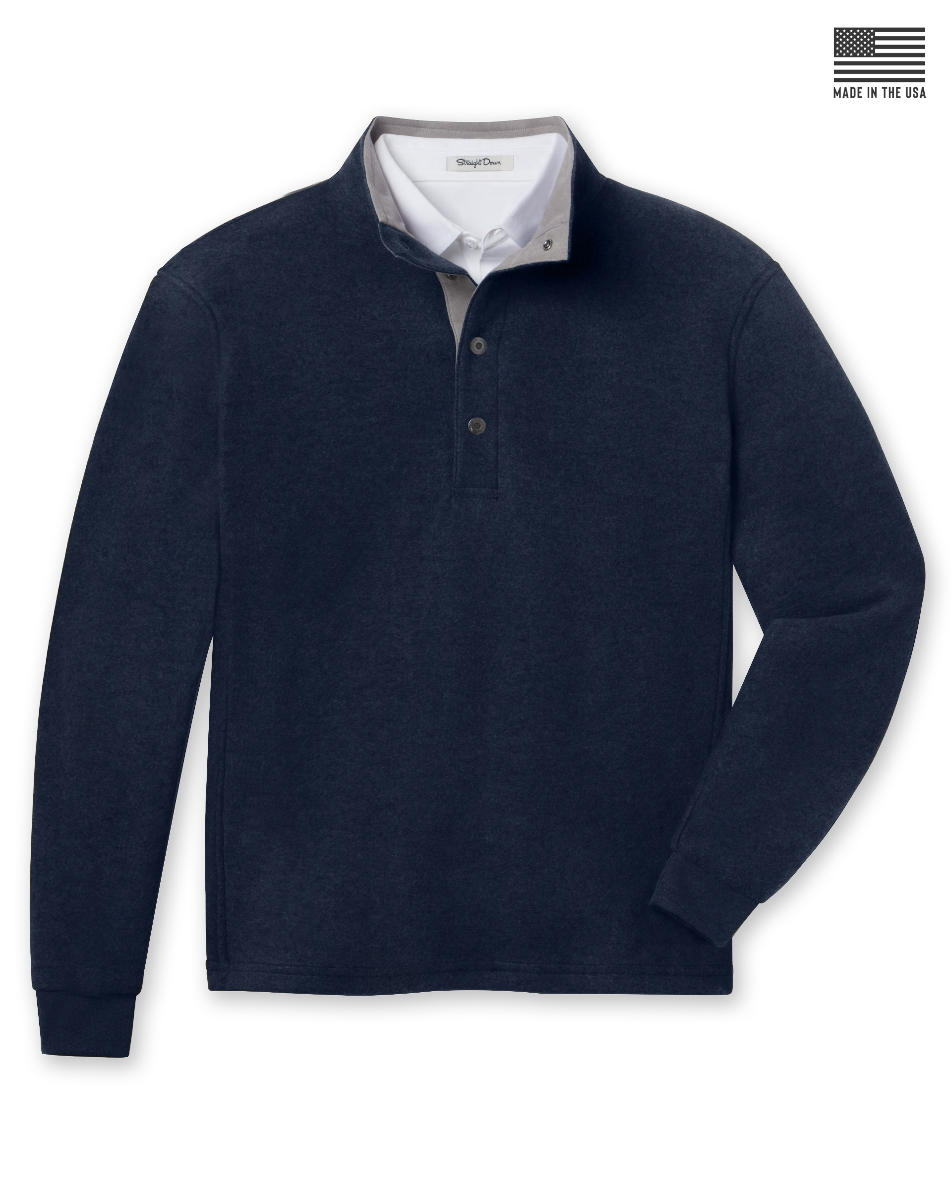 Straight Down Leucadia Quarter Snap Pullover - Indigo