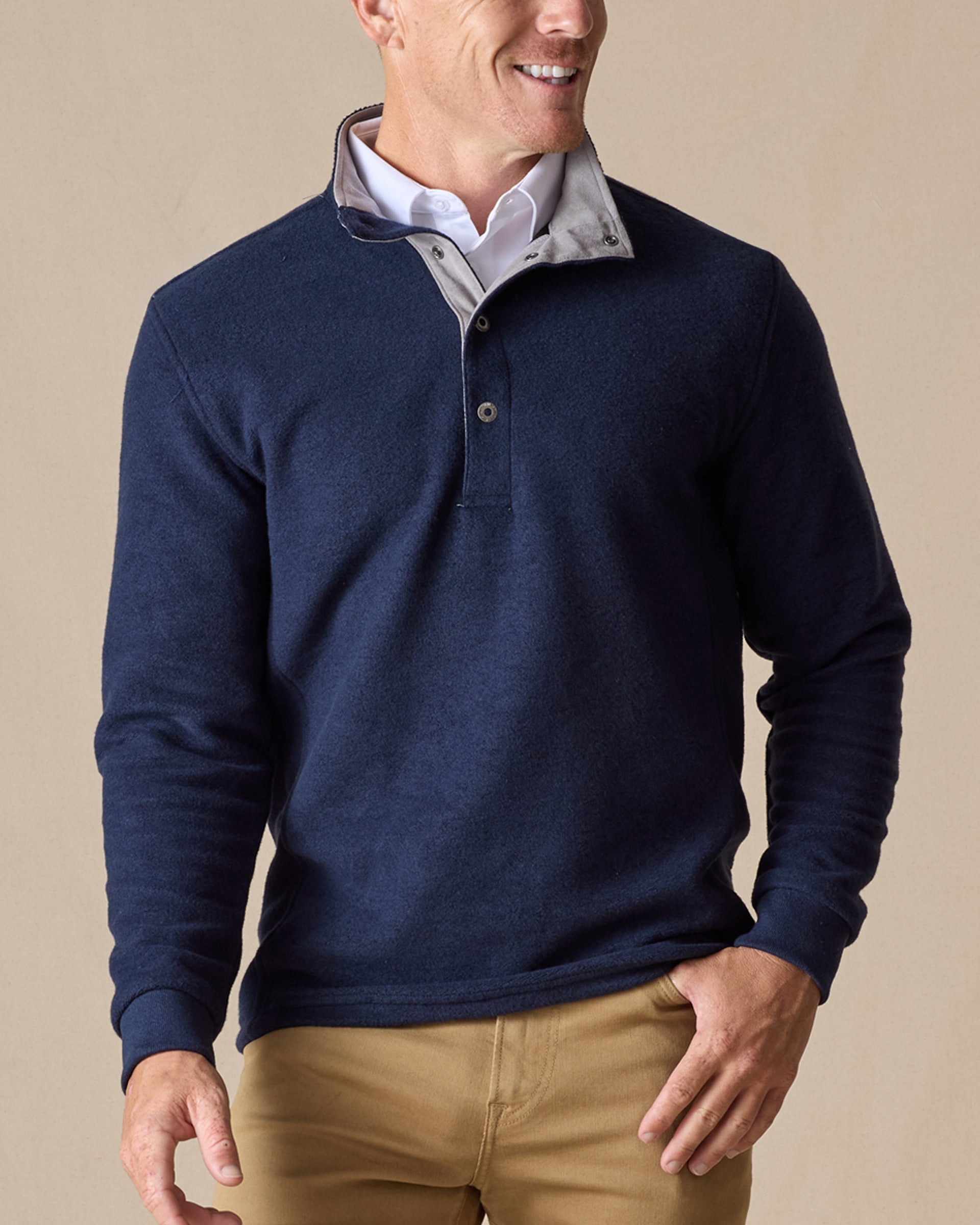 Straight Down Leucadia Quarter Snap Pullover - Indigo