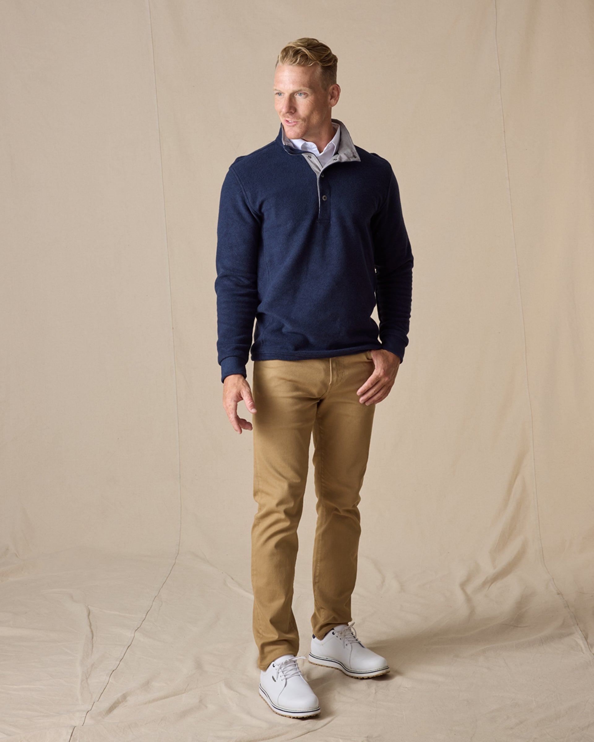 Straight Down Leucadia Quarter Snap Pullover - Indigo