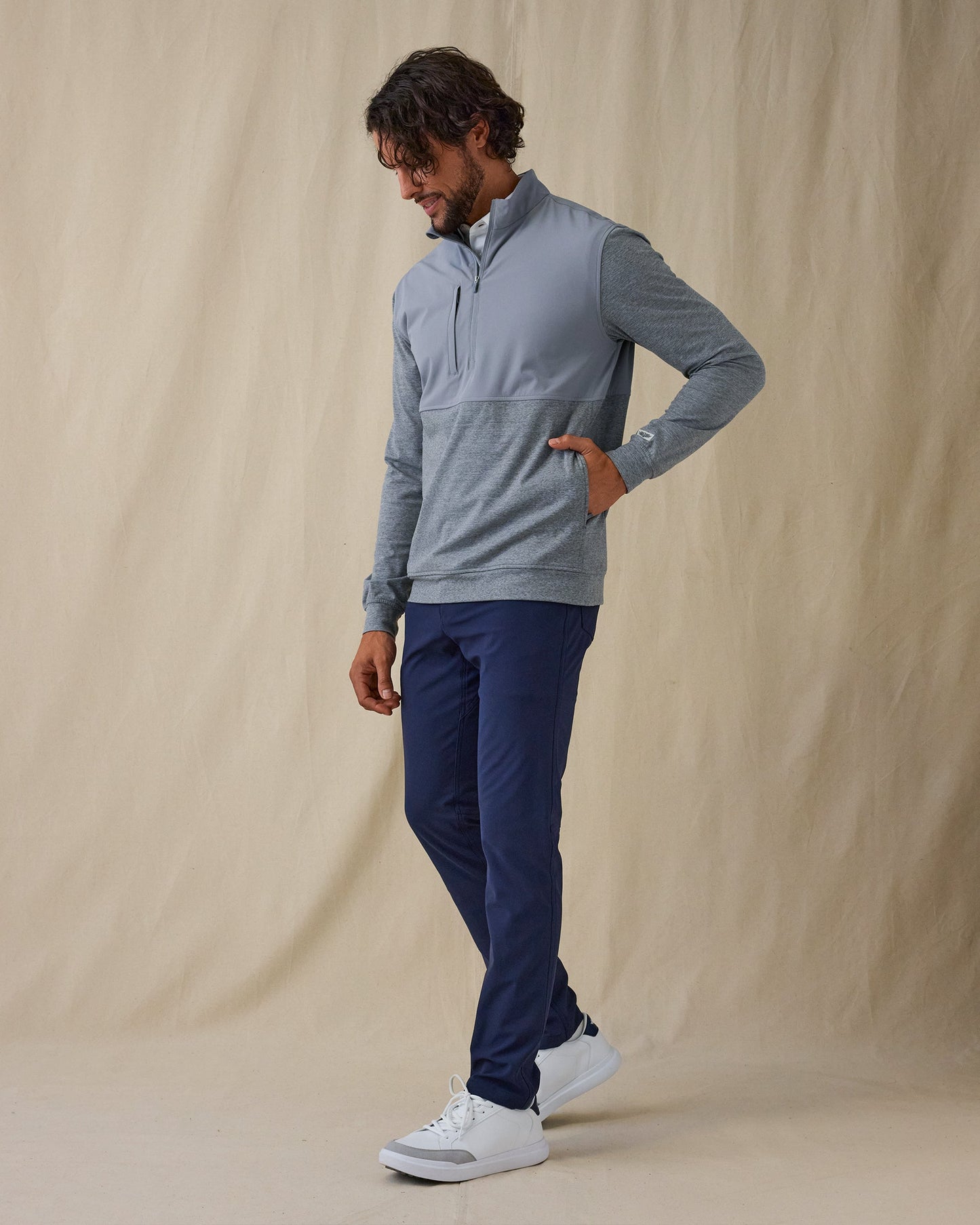 Straight Down Harding Hybrid Quarter Zip - Storm