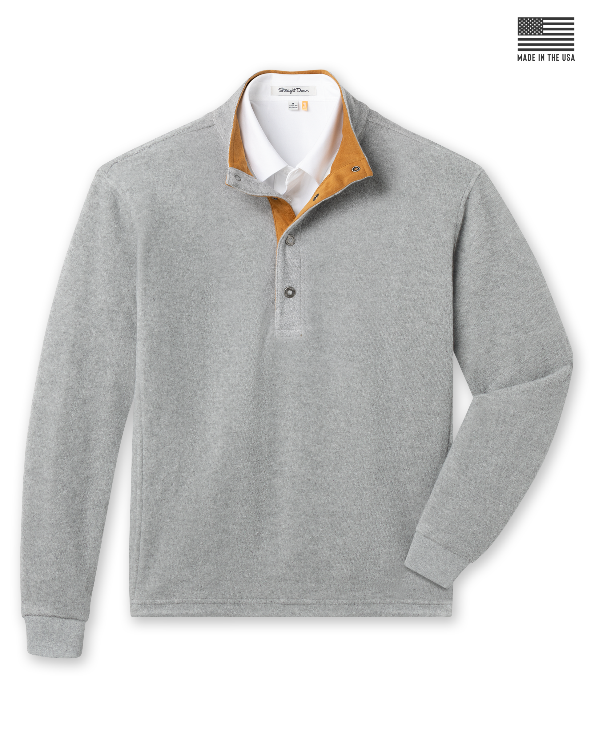 Straight Down Leucadia Quarter Snap Pullover - Light Charcoal