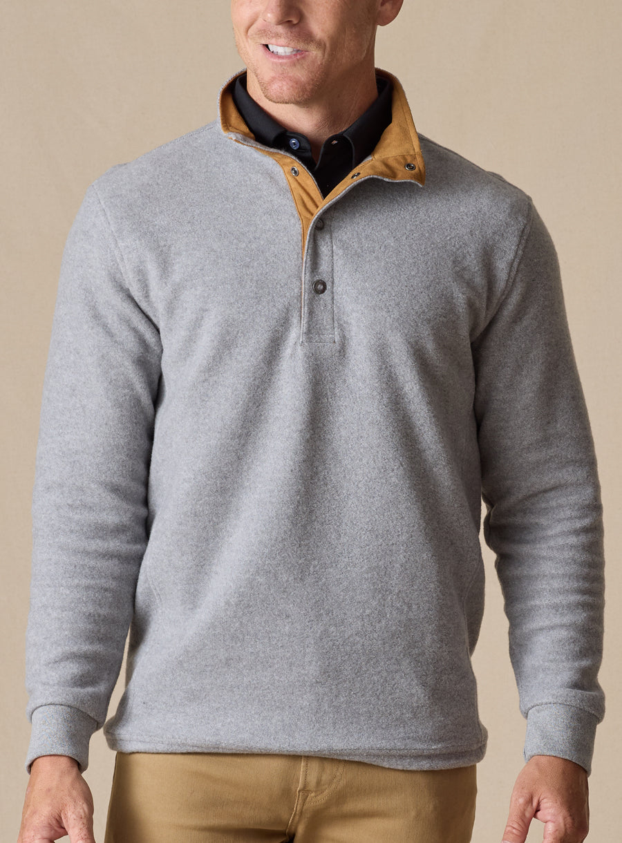 Straight Down Leucadia Quarter Snap Pullover - Light Charcoal