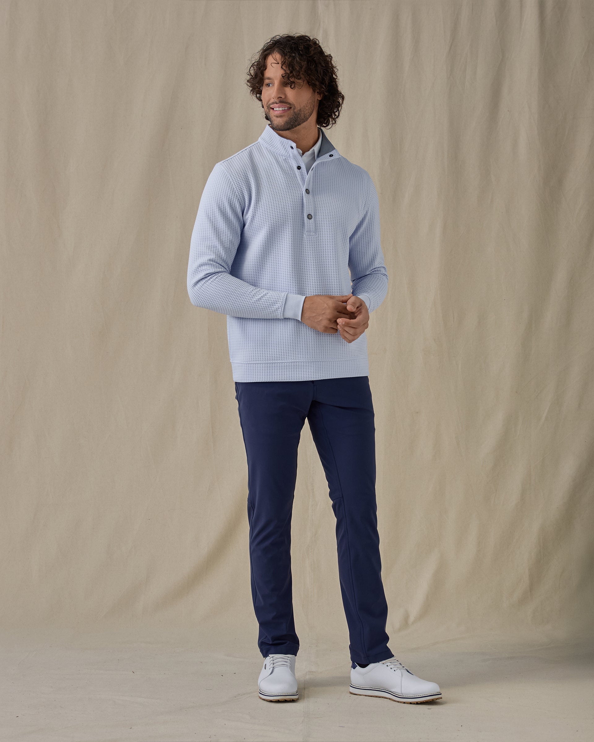 Straight Down Hollister Snap Placket Pullover - Powder
