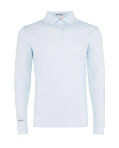 Straight Down Stearns Long Sleeve Polo - Sky / White