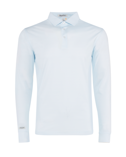 Straight Down Stearns Long Sleeve Polo - Sky / White