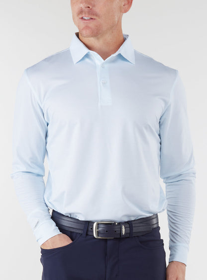 Straight Down Stearns Long Sleeve Polo - Sky / White