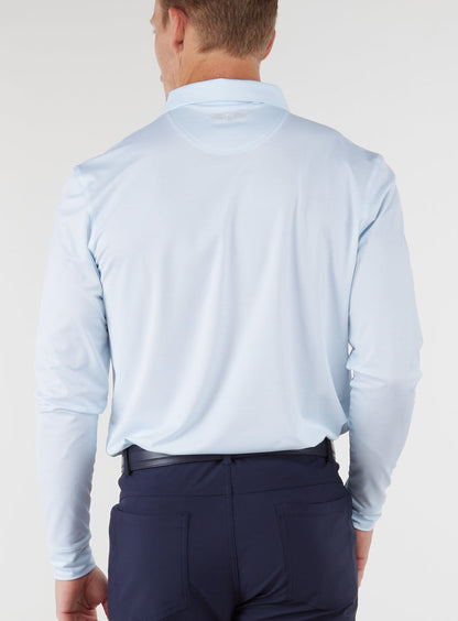 Straight Down Stearns Long Sleeve Polo - Sky / White