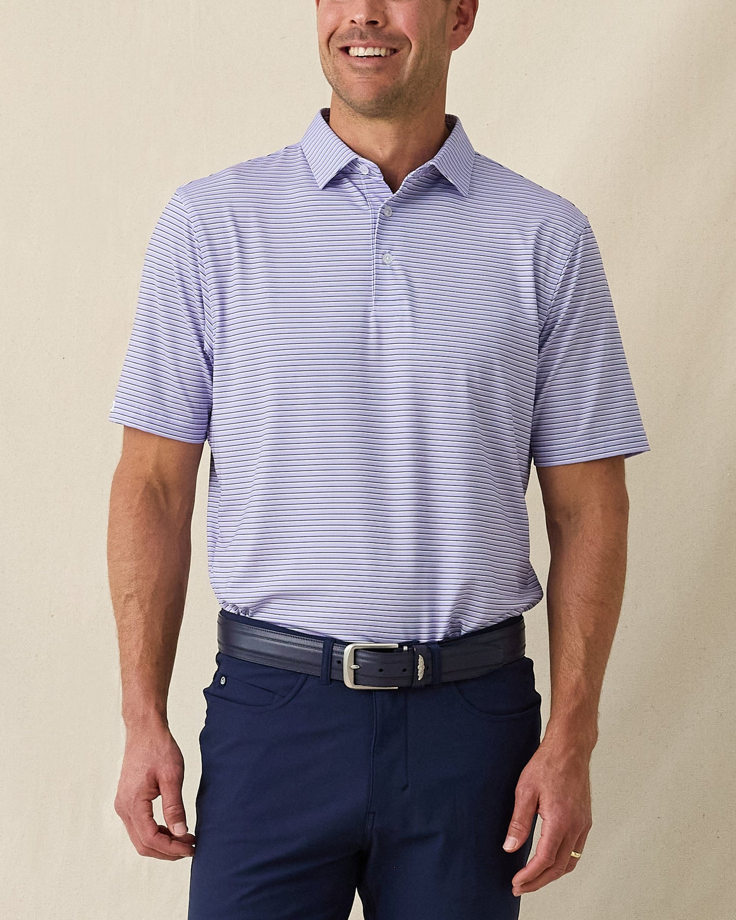 Straight Down Channel Stripe Polo - Violet
