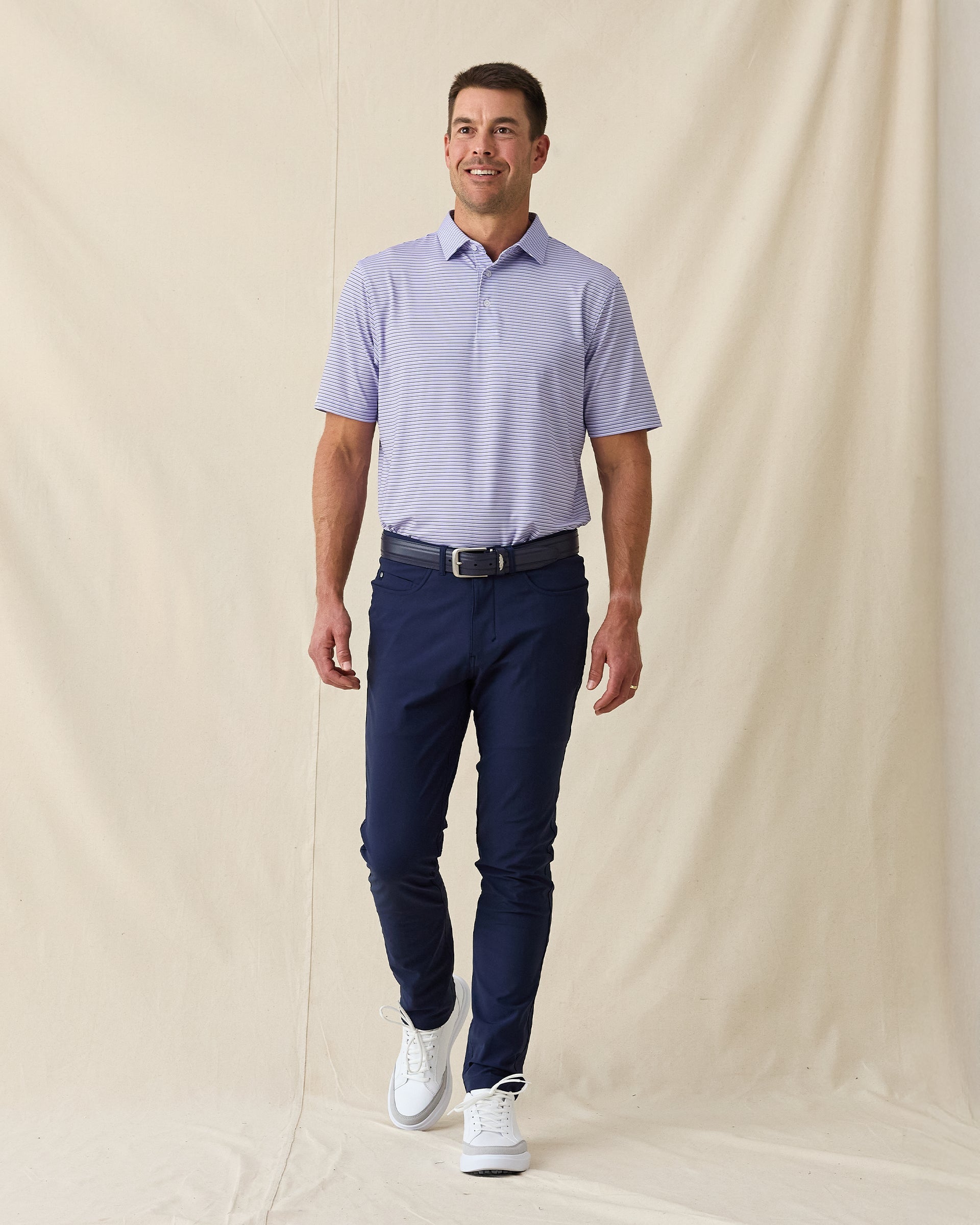 Straight Down Channel Stripe Polo - Violet