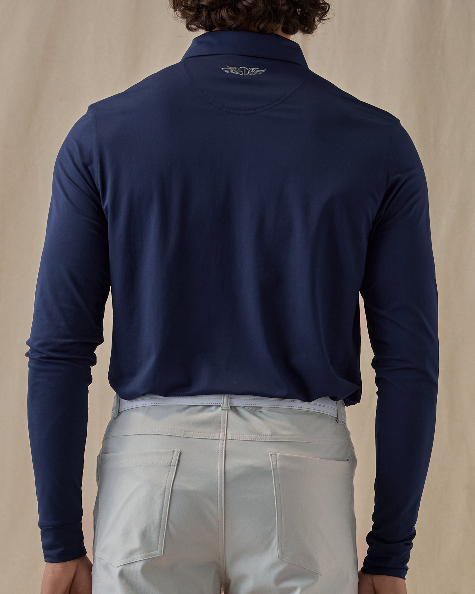 Straight Down Stearns Long Sleeve Polo - New Indigo