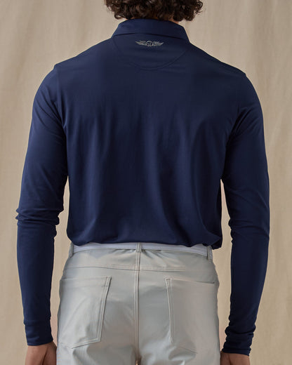 Straight Down Stearns Long Sleeve Polo - New Indigo