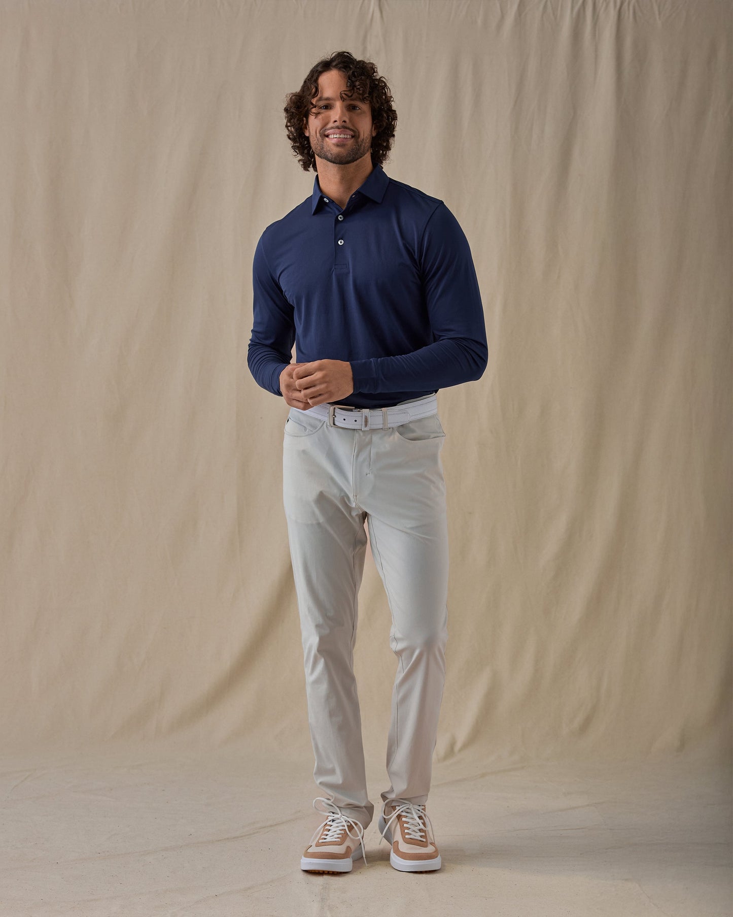 Straight Down Stearns Long Sleeve Polo - New Indigo