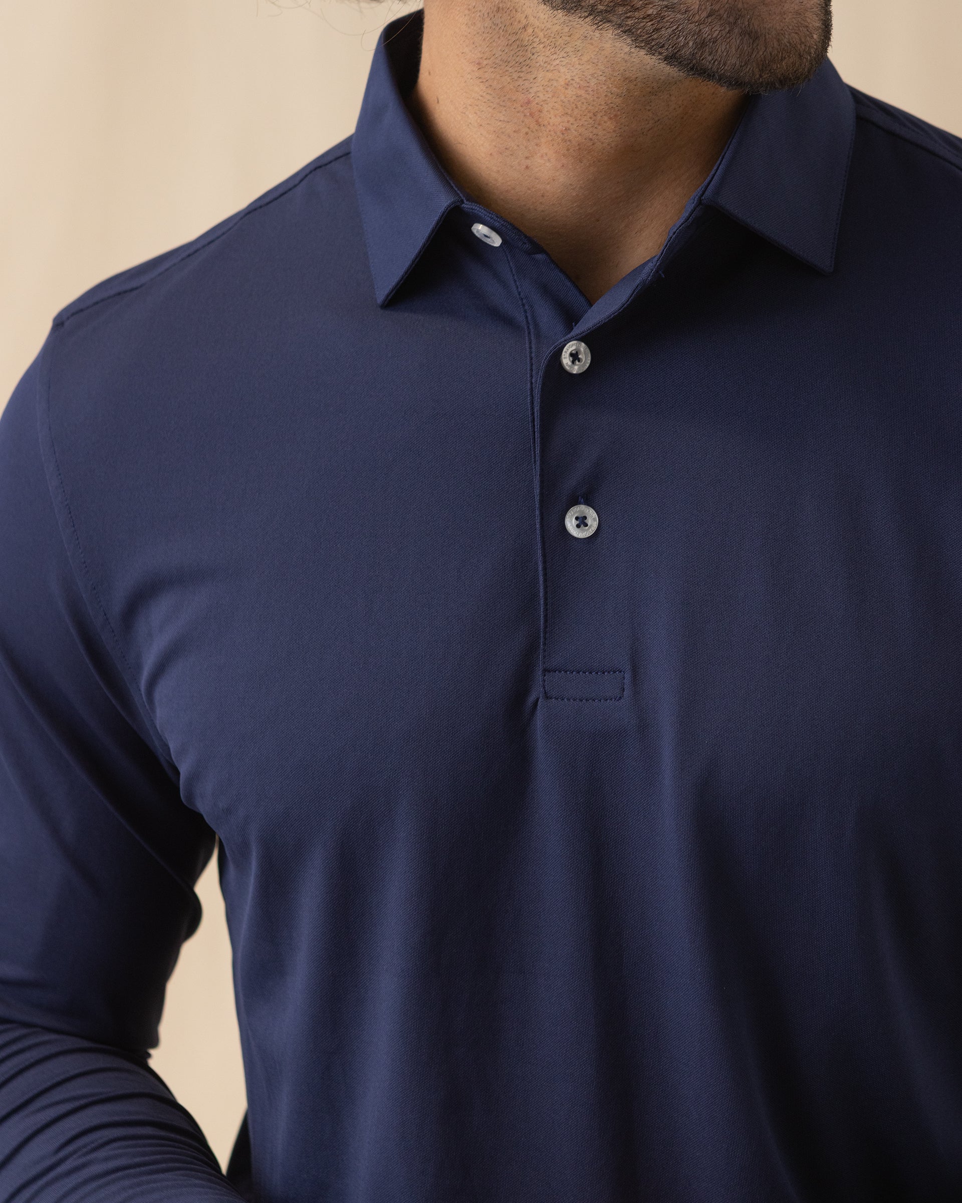 Straight Down Stearns Long Sleeve Polo - New Indigo