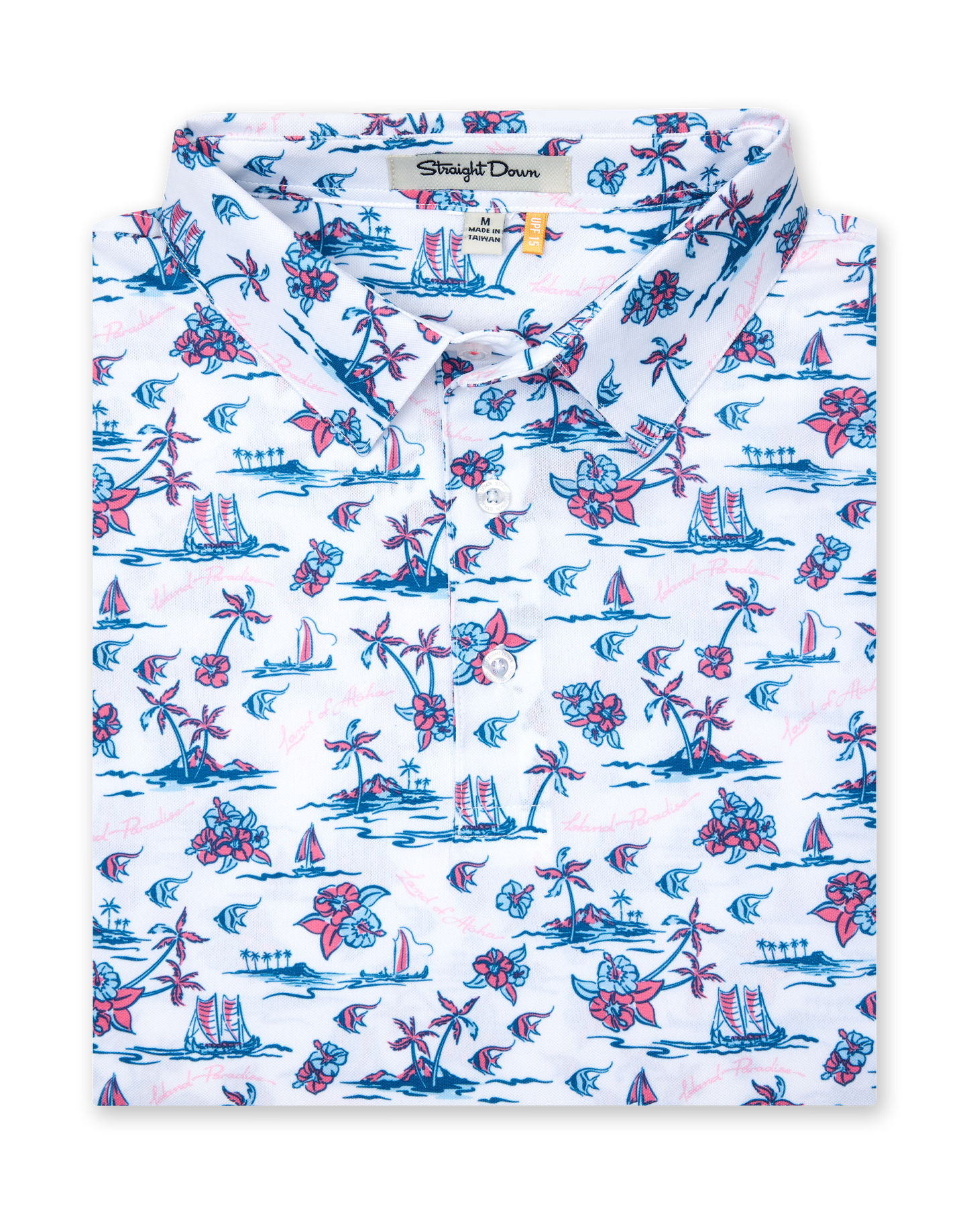 Straight Down Island Paradise Polo - Cool Blue